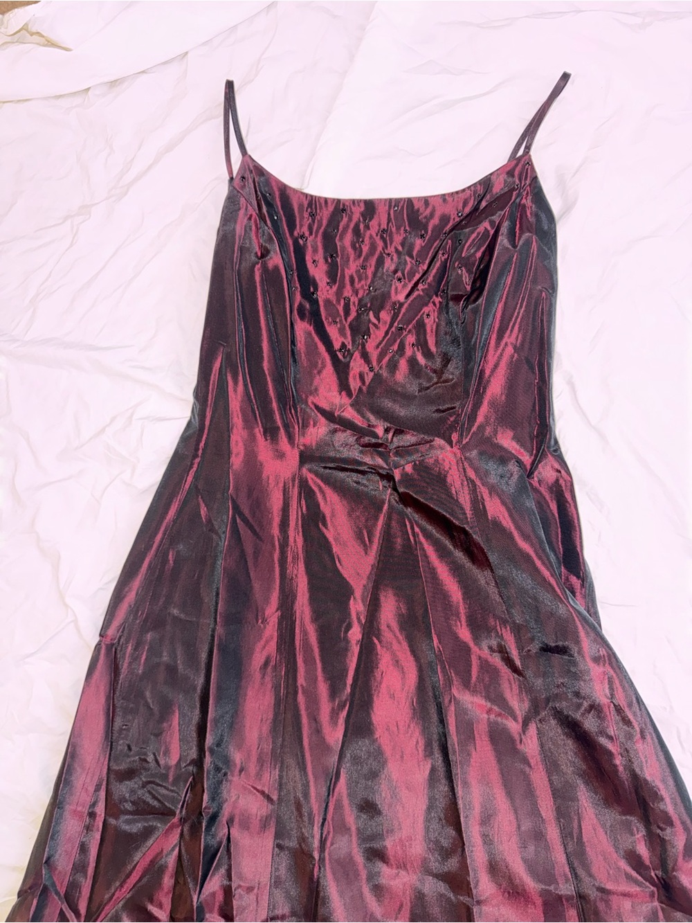 LOFT Iridescent Wine and Black Satin Cowl Slip Dress